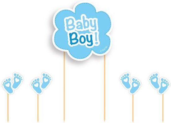 Folat - Cake Topper Baby Boy - Blue - Birthday - 5-piece set