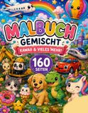 Abenteuer Malbuch 160 Seiten für Groß und Klein: Gemischtes Malbuch 160 , Tiere, Fahrzeuge, Kawaii