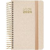 Grafoplás Zakagenda, weekoverzicht 2024, Arena, A6, Spaans, spiraalbinding, metallic serie, hardcover met stof gevoerd, elastische sluiting, januari tot december