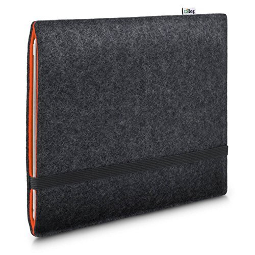 stilbag Vilten hoes voor Apple iPad Pro 12.9 (2020) (4th Generation) | Etui Tas van Merino wolvilt | Collekion Finn - Kleur: antraciet/oranje | Tablet beschermhoes Made in Germany