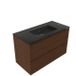 Saniclass Holz Pure Badkamermeubelset - 100x45x62cm - Vygo keramische wastafel zwart - 1 wasbak - 1 kraangat - 2 lades - mat walnut pure (hout) SW1420789/SW761656