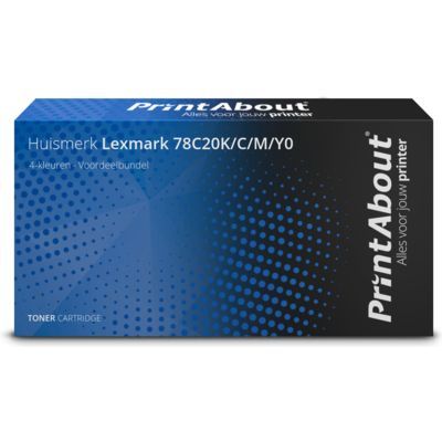 PrintAbout Huismerk 78C20K/C/M/Y0 Toner 4-kleuren Voordeelbundel voor Lexmark