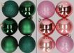 Billiet - Vanlaere Boules de Noël en plastique mélange 12x 8 cm vert foncé rose - mat - brillant - paillettes - incassable