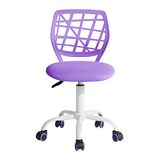 FurnitureR Gamingstoel voor kinderen, bureaustoel, gamerstoel, bureaustoel, ergonomisch modern design, mouwloos, zithoogteverstelling, rubberen wielen, paars