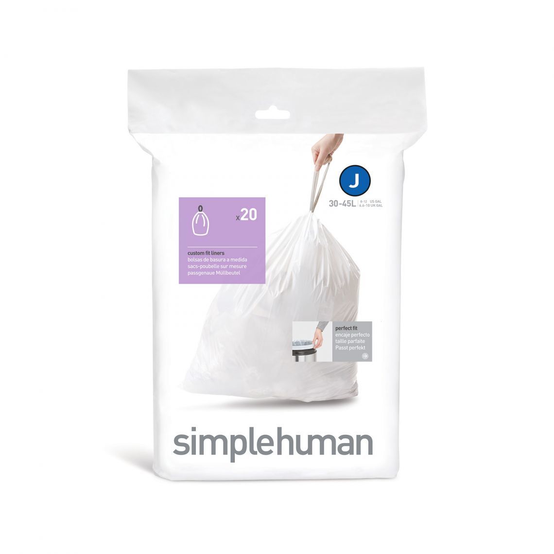 simplehuman CW0169 Afvalzakken - 45 liter - Wit - 20 stuks