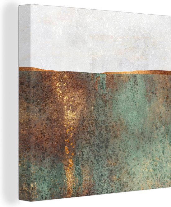 OneMillionCanvasses Canvas Schilderij Abstract Goud 20x20 cm - Wanddecoratie