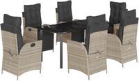 vidaXL 7-delige Tuinset met Kussens, Poly Rattan, Grijs