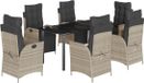 vidaXL 7-delige Tuinset met Kussens, Poly Rattan, Grijs