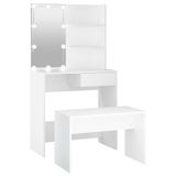 vidaXL Kaptafelset met LED-verlichting, bewerkt hout, wit