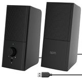 APM Luidsprekers, bekabeld, USB 2.0, duo, pc-luidspreker, helder en hoogwaardig geluid, zelfvoorzienend via USB-kabel, instelbaar volume, 8 W RMS-uitgang, compact formaat, zwart, 571072