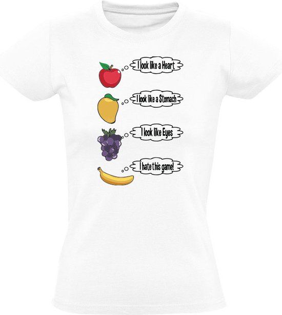 Sol's Waar lijk ik op? Fruit game Dames T-shirt - Wit - Katoen - Maat S