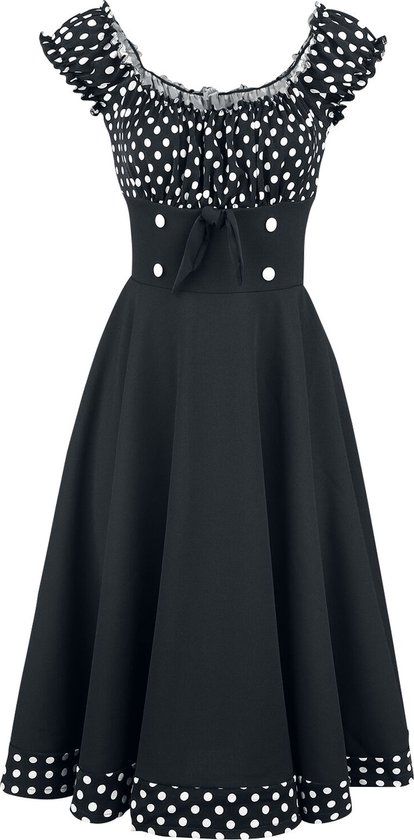 Belsira Swing Dames Midi-jurk - zwart/wit - S