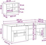 vidaXL Loft Bed Frame met Kast 3 st Gerookt eiken Bewerkt hout