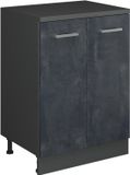 Vicco Keukenkast voor schuine wand R-Line, Zwart beton, 60 cm zonder schuine kant met 2 deuren