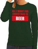Bellatio Decorations Foute kersttrui / sweater All I Want For Christmas Is Beer groen voor dames - Kersttruien XL