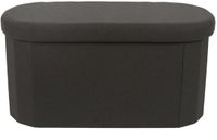 Home Deco Factory Poef/hocker opvouwbaar - ovaal - opbergbox - zwart - polyester/mdf - 76 x 38 cm
