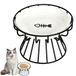 AiQInu Verhoogde kattenbak, verhoogde bak voor katten, keramische kom met standaard, 10 cm, ter bescherming van hals en maag, 15 cm grote opening tegen vermoeidheid van de snor