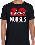 Bellatio Decorations I love nurses verkleed t-shirt zwart - heren - Verkleed outfit / kleding XXL