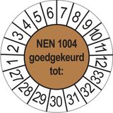 Keuringsstickers Ricard Keuringsstickers NEN 1004 2027 | 50 stuks, Ø 35 mm | Bruin