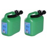All Ride Jerrycan voor brandstof - Set van 2x stuks - 5 liter - groen - incl. schenktuit - voor o.a. benzine en diesel