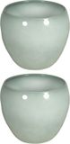 Floran Pot - 3x pièces - vert brumeux - brillant - céramique - 14 x 11 cm