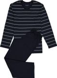 Schiesser Heren Pyjama - Donkerblauw - V Hals - Maat S
