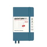 LEUCHTTURM1917 367745 weekkalender & notitieboek Pocket (A6) 2024, 12 maanden, steenblauw, Engels