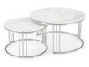 Set van twee ronde bijzettafels met wit marmerlook