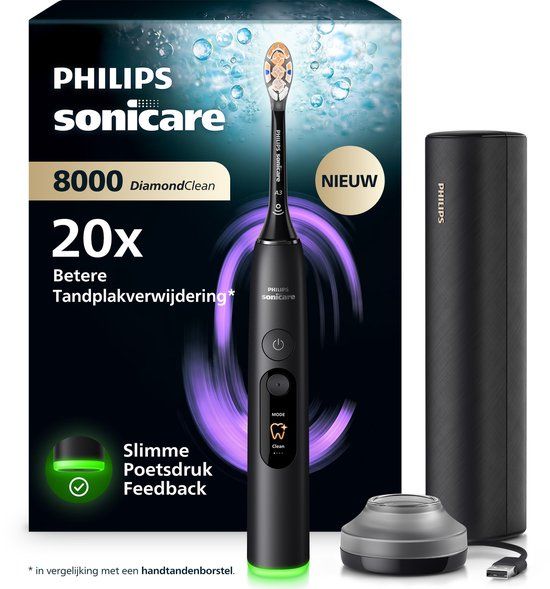 Philips Sonicare DiamondClean 8000 Elektrische Tandenborstel - Zwart - HX8311/12