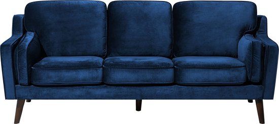 Beliani LOKKA 3-Seater Sofa - Blue Velvet - Retro & Vintage Style