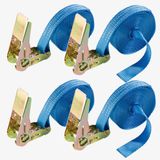 Arebos 4 x spangordels eendelig 6 m x 25 mm 800 daN Blauw
