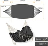 Kesser Hangmat, belastbaar tot 300 kg, 320 x 150 cm, voor 1-2 personen, ademend, met franjes, weerbestendig, voor camping of tuin, stoffen hangmat voor meerdere personen, antraciet