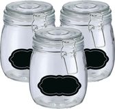 Zeller Weck Weckpot/inmaakpot - 6x - 750 ml - glas - met beugelsluiting - incl. etiketten