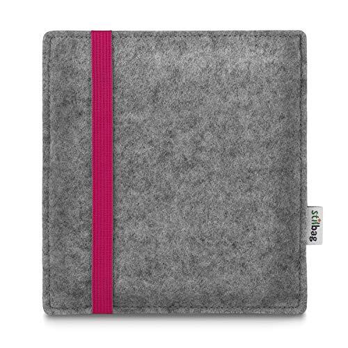 stilbag e-Reader vilten tas 'Leon' voor Kobo Libra 2 - roze-lichtgrijs