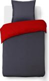 VISION Parure de lit une personne 135x200cm Gris/Rouge Coton