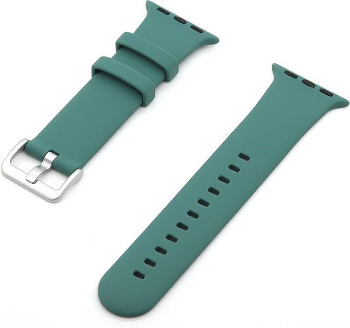 By Qubix Qubix Rubberen sportbandje met gesp - Donkergroen - Compatible met Apple Watch 38mm / 40mm / 41mm