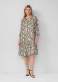 s.Oliver Jurk met lange mouwen en V-hals lichtbeige dierenprint
