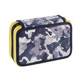 Favorit Pennenetui met 3 vakken, voor school, 20 x 13 x 7,5 cm, camouflage, grijs