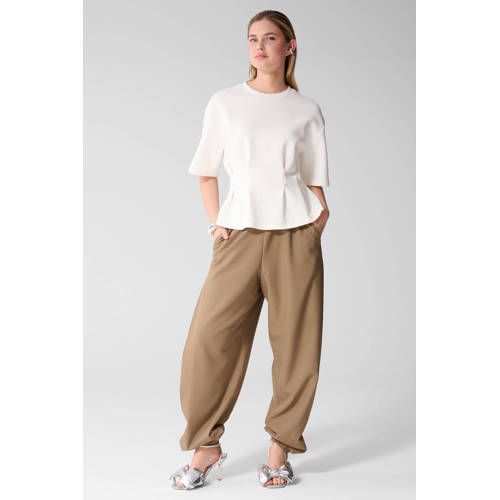 Shoeby high waist barrel casual broek - camel