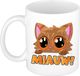 Bellatio decorations Cadeau koffie/thee mok - poes/kat - Miauw - oranje - 300 ml - keramiek - katten mok
