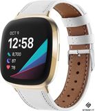 Strap-it Fitbit Versa 3 bandje leer - wit