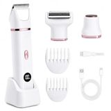 Carehabi 3-in-1 scheerapparaat voor dames, intiem scheerapparaat voor vrouwen, elektrisch bikinitrimmer, IPX6 waterdicht, nat en droog met led-display, dubbele motor, roestvrij staal, keramisch lemmet