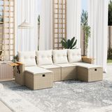 Maison Exclusive - Ensemble de meubles de jardin 6 pièces avec canapé et coussins, beige, en polyrotin