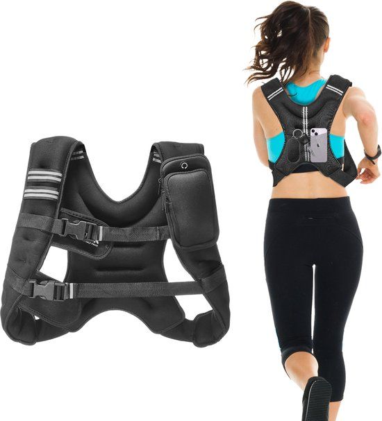VEVOR Gewichtsvest 5,4 kg met reflecterende strepen, verstelbare gesp, lichaamsgewichtsvest voor mannen en vrouwen, trainingsapparaat voor krachttraining, hardlopen, joggen, fitness, gewichtsverlies