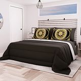 PETTI Artigiani Italiani - Doorgestikt dekbed voor Frans bed, maxi, zwart, winterdekbed, dubbelzijdig, 100% anti-allergische microvezel, gemaakt in Italië.