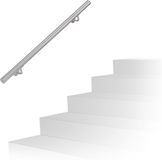 Relaxdays trapleuning rvs geborsteld - met houders - 100-200 cm - muurleuning