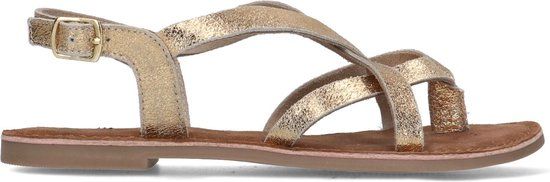 Sacha Dames Gouden Leren Sandalen met Gekruiste Bandjes - Maat 41