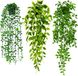 Ibenzoa® Set van 3 kunstplanten, 80/63/56 cm, kunststof en textiel, geschikt voor binnen en buiten, onderhoudsvrij – Mandala-bladeren, erwtenrank, eucalyptus