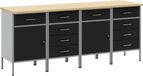 vidaXL Werkbank met opbergruimte, 4 stuks, noir et gris, 200 x 55 x 85 cm