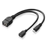 adaptare 40228 USB OTG Micro USB 2.0 mannelijke USB vrouwelijke adapterkabel type A + stroomaansluiting voor externe harde schijf, Fire TV Stick en andere apparaten